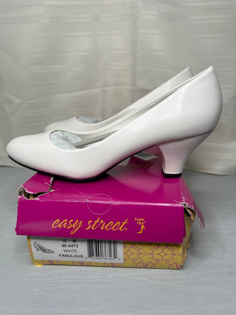 Easy Street Fabulous Round Toe Cone Heel Pumps White Womens Size 10M